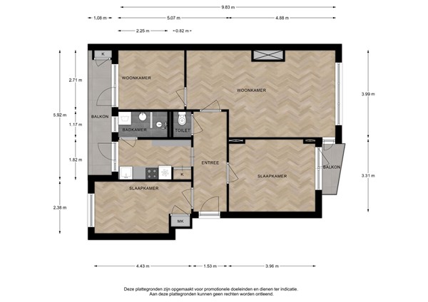 Floorplan - Joost van Den Vondellaan 15, 7412 ML Deventer